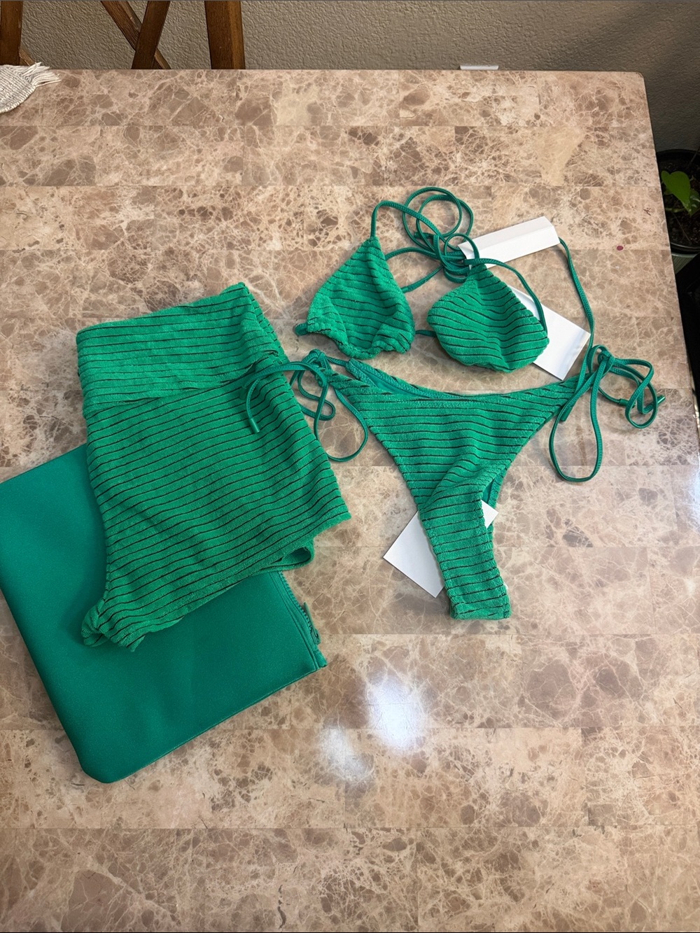 triangl swimwear Emerald Ribbed Triangle Bikini Set
